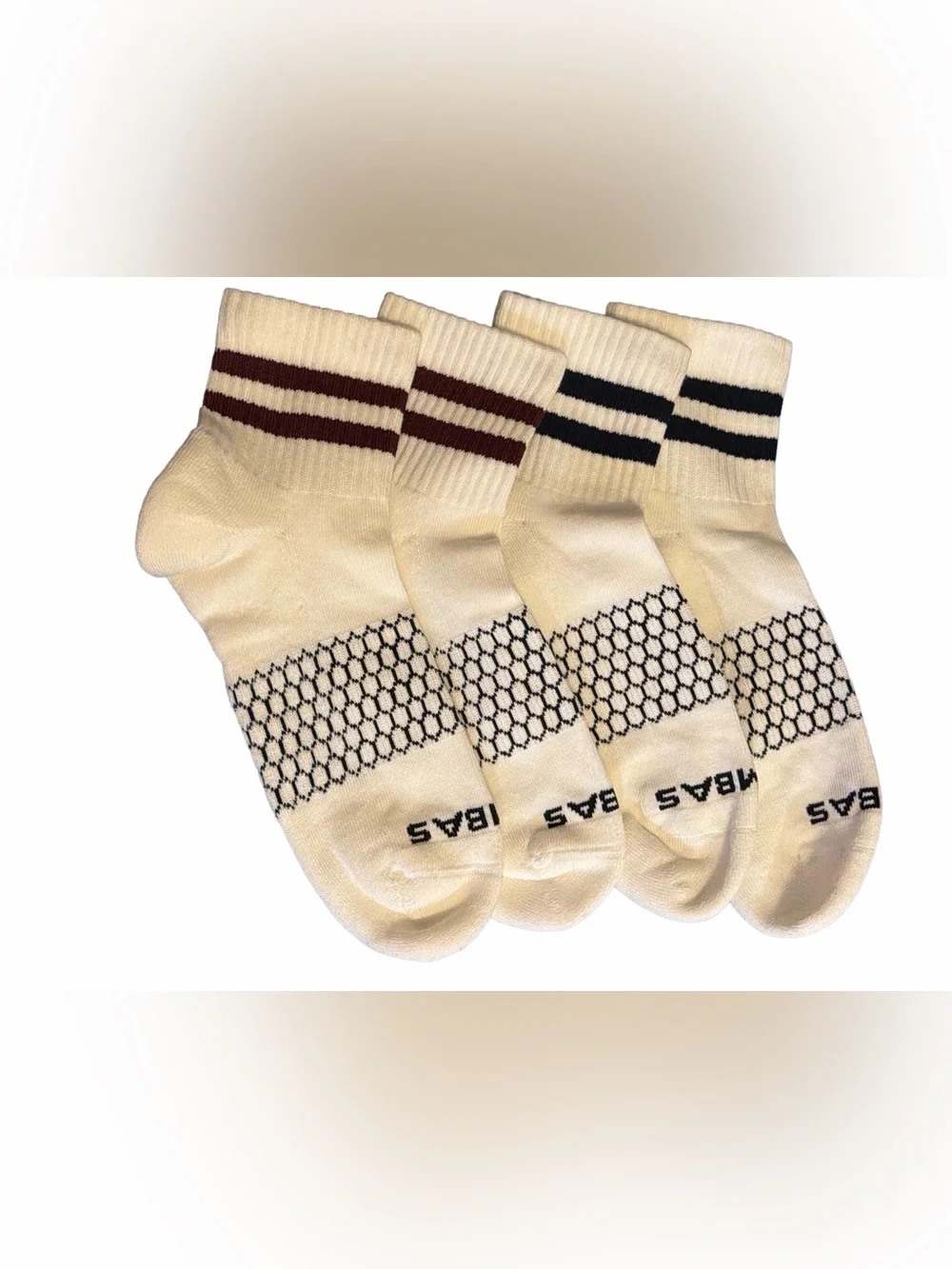 Bombas Men's Vintage Stripes Quarter Socks (2-Pair Pack) Men’s Medium 6-9